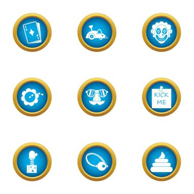 Acımasız şaka Icons set, düz stil