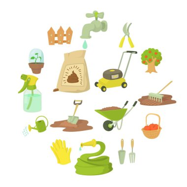 Bahçıvan Icons set, karikatür tarzı araçları