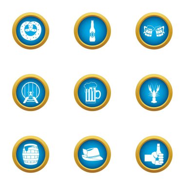 Alkollü sarhoşluk Icons set, düz stil