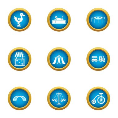 Sirk kare Icons set, düz stil