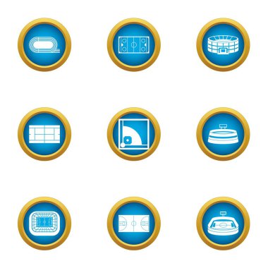 Büyük stadyum Icons set, düz stil