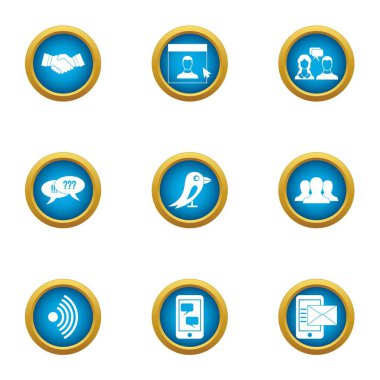 İş teslim simgeler ayarla, stil düz