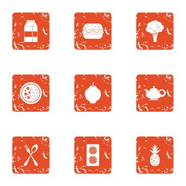 Birden çok gıda simgeler kümesi, grunge tarzı