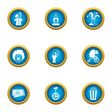 Özel sirk Icons set, düz stil