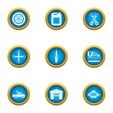 Home atölye Icons set, düz stil