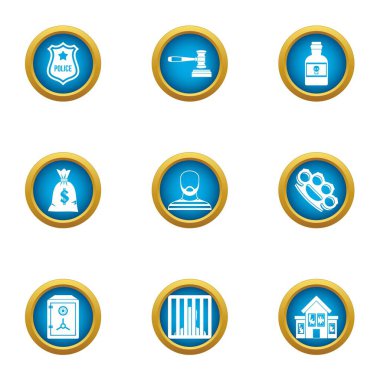 Soygun Icons set, düz stil