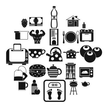 Sabah çay Icons set, basit tarzı