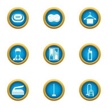 Icons set, düz stil silsin