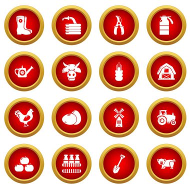Çiftlik tarım Icons set, basit tarzı