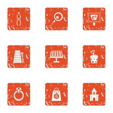 Tarihi Icons set, grunge tarzı