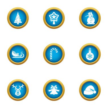 Eve parti Icons set, düz stil