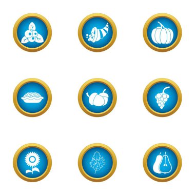 Köylü gıda Icons set, düz stil