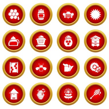 Arı kovanı bal Icons set, basit tarzı