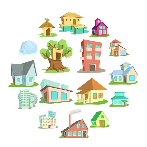 Evler Icons set, karikatür tarzı