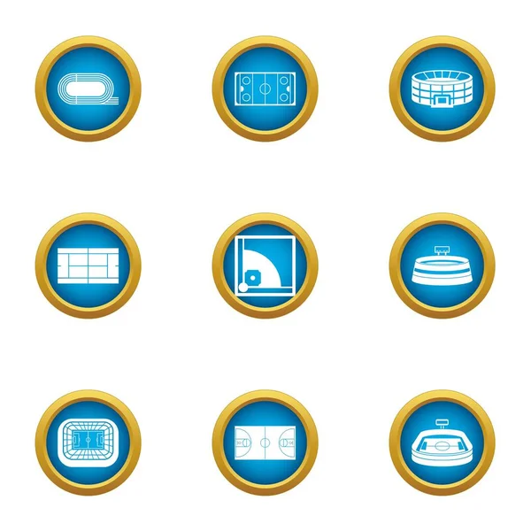 Büyük stadyum Icons set, düz stil