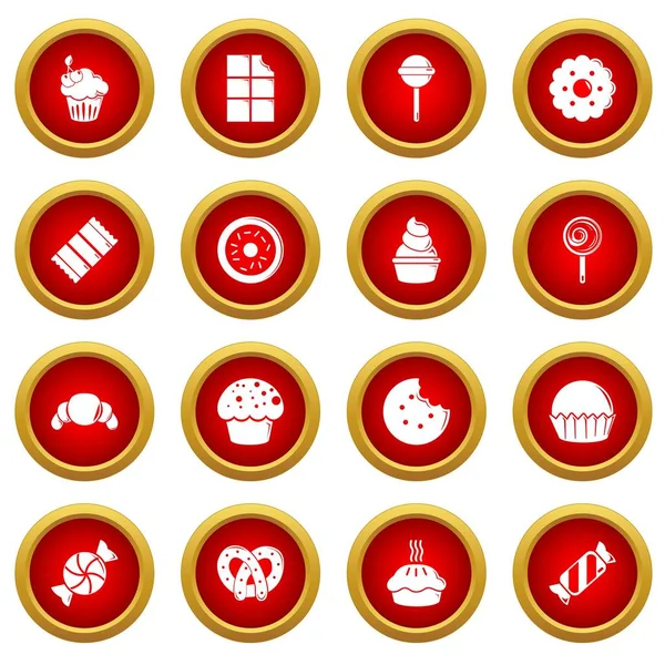 Dulces dulces pasteles iconos conjunto, estilo simple — Archivo Imágenes Vectoriales