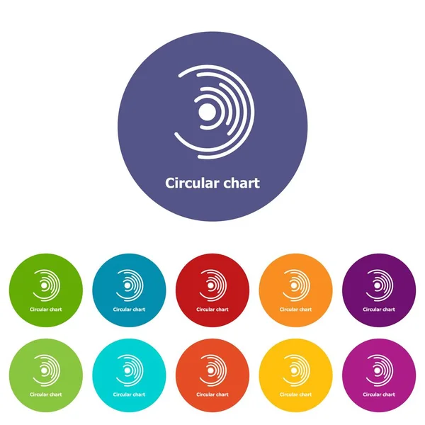 Circular chart icons set vector color Stock Illustration