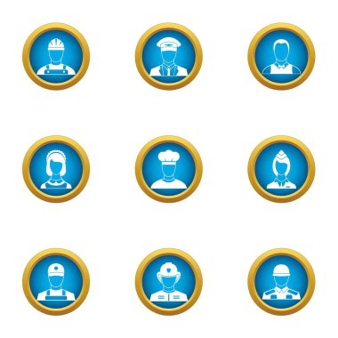 Önemli meslek Icons set, düz stil