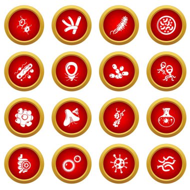 Virüs bakteri Icons set, basit tarzı