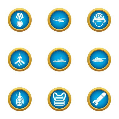 Kahraman Icons set, düz stil