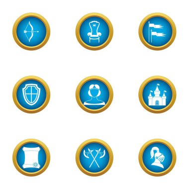Ortaçağ İngiltere Icons set, düz stil