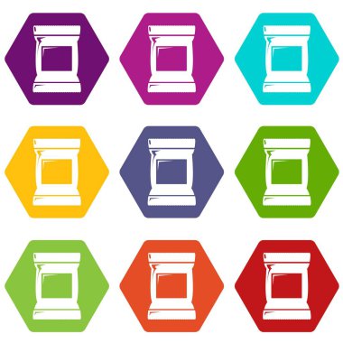 9 vektör yiyecek Aperatif yastık çanta Icons set
