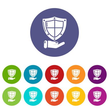 Kalkan simgeler kümesi vektör renk