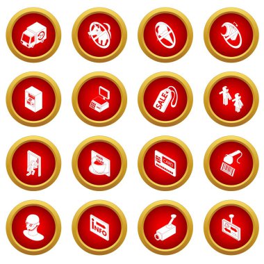 Dükkanı gezinti gıdalar Icons set, basit tarzı