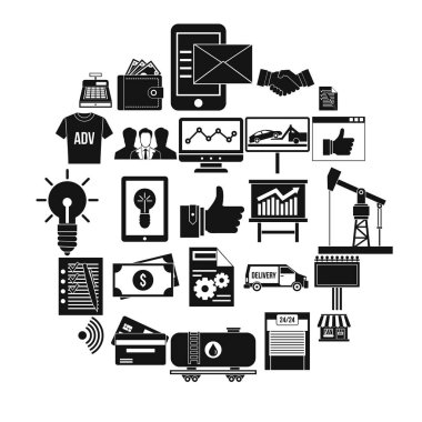 Şehir adam Icons set, anahat stili