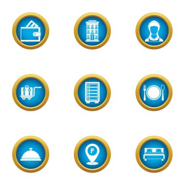 Icons set, düz stil nakit parası