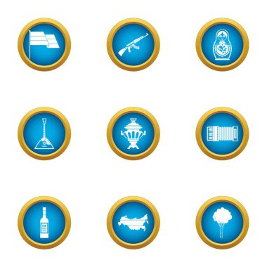 Rus tarzı Icons set, düz stil