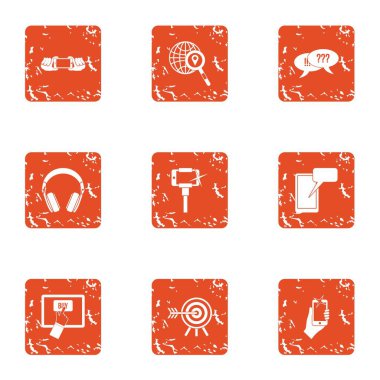 Dijital grafik simgeler kümesi, grunge tarzı