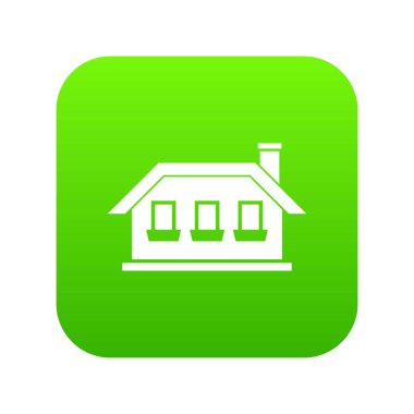 Üç windows simge dijital yeşil olan tek katlı ev