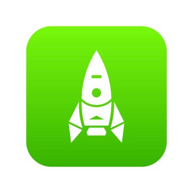 Roket uzay aracı yeşil simge vektör