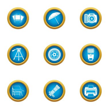 Fotoğraf yazdırma Icons set, düz stil