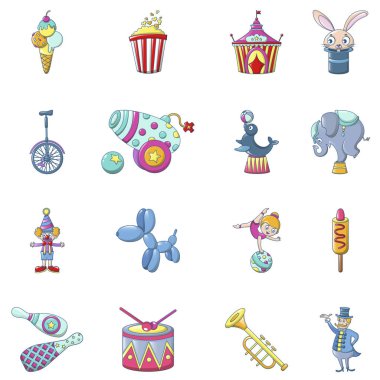 Sirk eğlenceli göstermek Icons set, karikatür tarzı