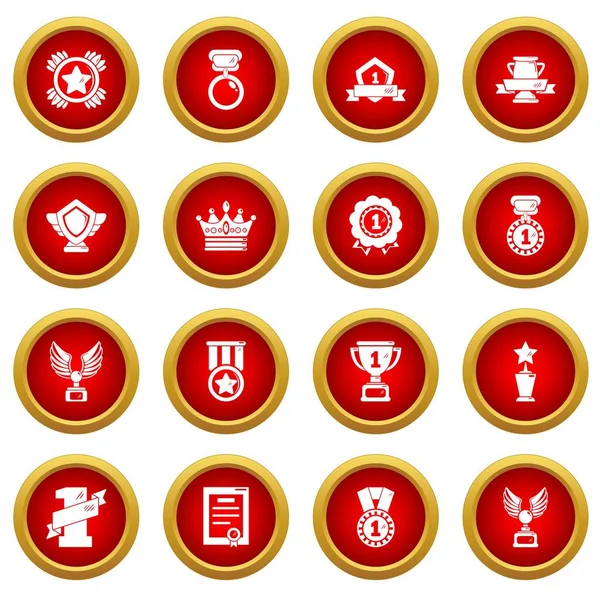 Premios medallas copas iconos conjunto, estilo simple — Vector de stock