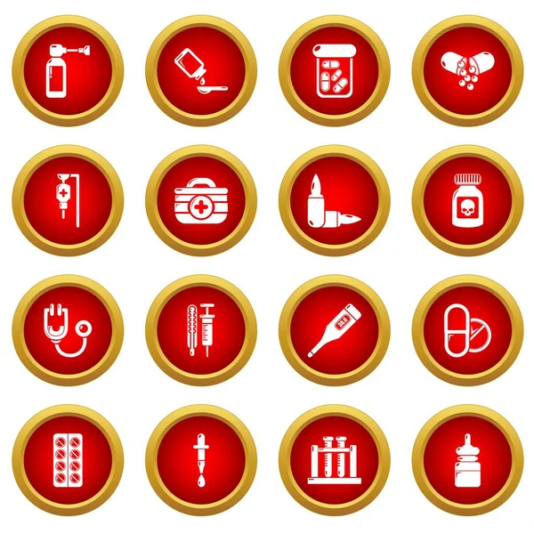 Conjunto de ícones de medicamentos, estilo simples — Vetor de Stock