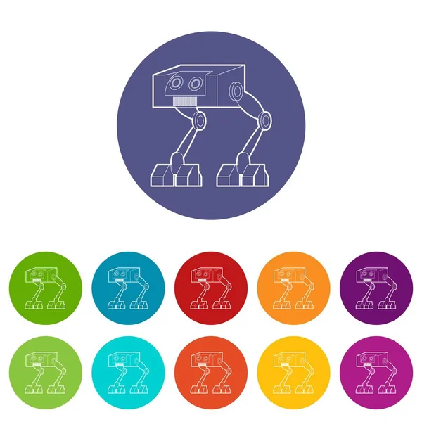 Robot avestruz iconos conjunto vector de color — Vector de stock