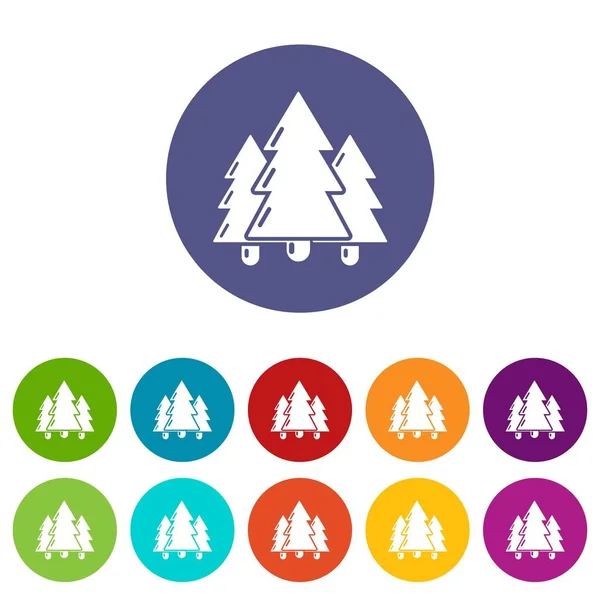 Fir tree icons set vector color — Stock Vector