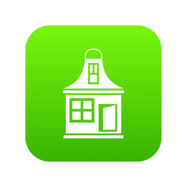 小さな家のアイコン デジタル グリーン — ストックベクタ