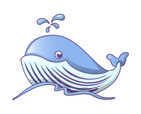 Walvis op zee golven pictogram, cartoon stijl — Stockvector