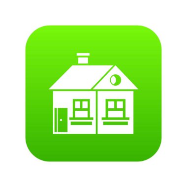 Büyük tek katlı ev simgesini dijital yeşil