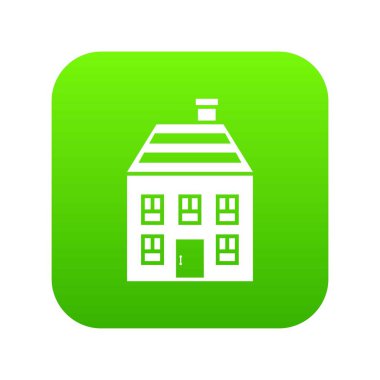 İki katlı evin baca simgesi dijital yeşil ile