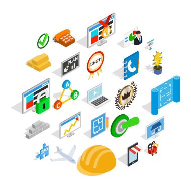 İnşaat iş simgeler kümesi, izometrik stili