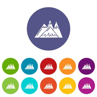 Dağlar simgeler vektör renk ayarla