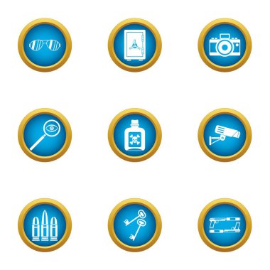 Silah baron Icons set, düz stil