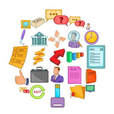 İş Yöneticisi simgeleri ayarla, tarzı çizgi film