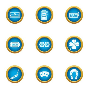 Kuruluş Icons set kumar, düz stil