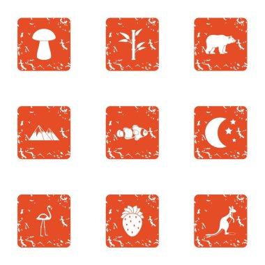 Gıda yapraklı simgeler kümesi, grunge tarzı